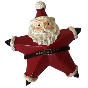 Star Santa Brooch Pin Christmas Red Black Composition